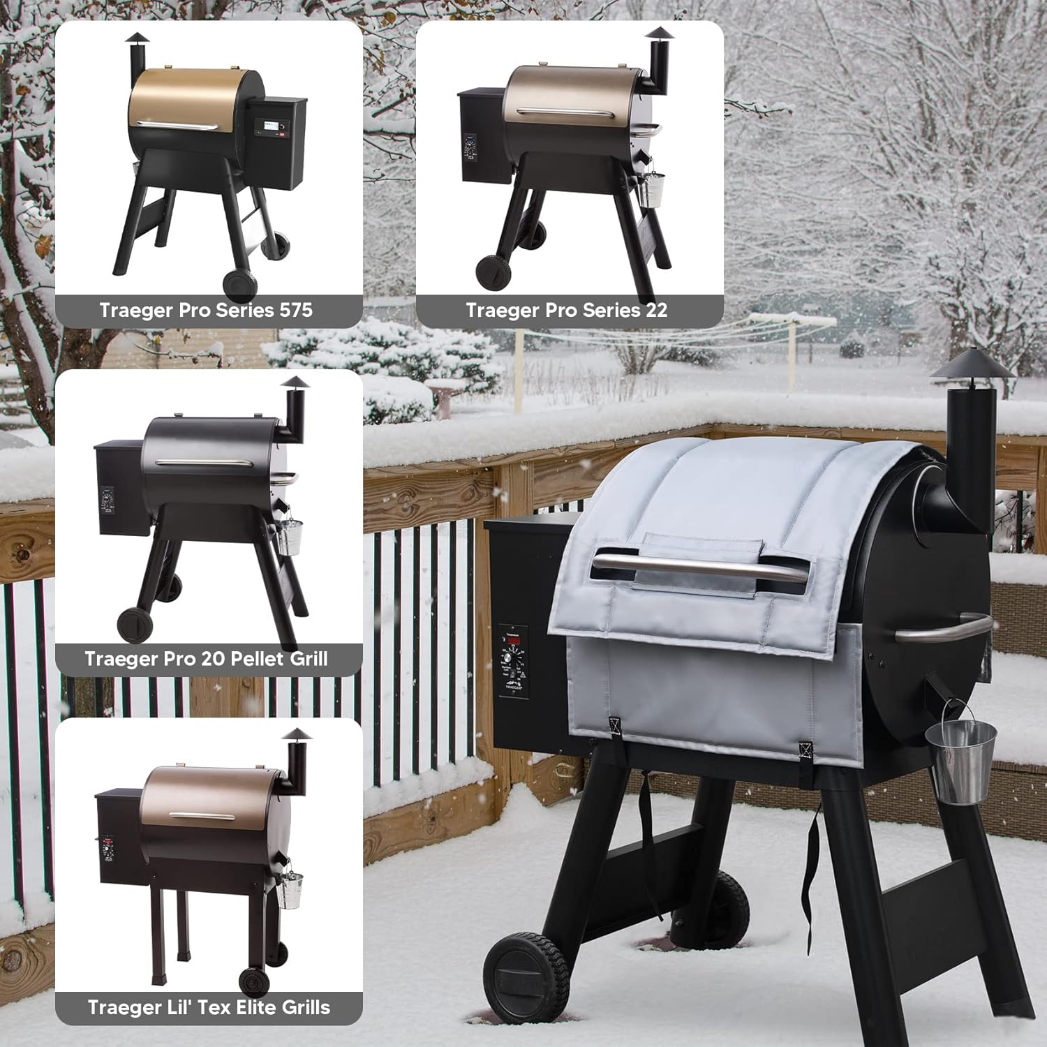 Stanbroil Manta aislante para Traeger Pro 575, Ironwood 650, 22 Series, Pro 20 y Lil’ Tex Elite Grill, manta duradera para parrilla para ahumar en