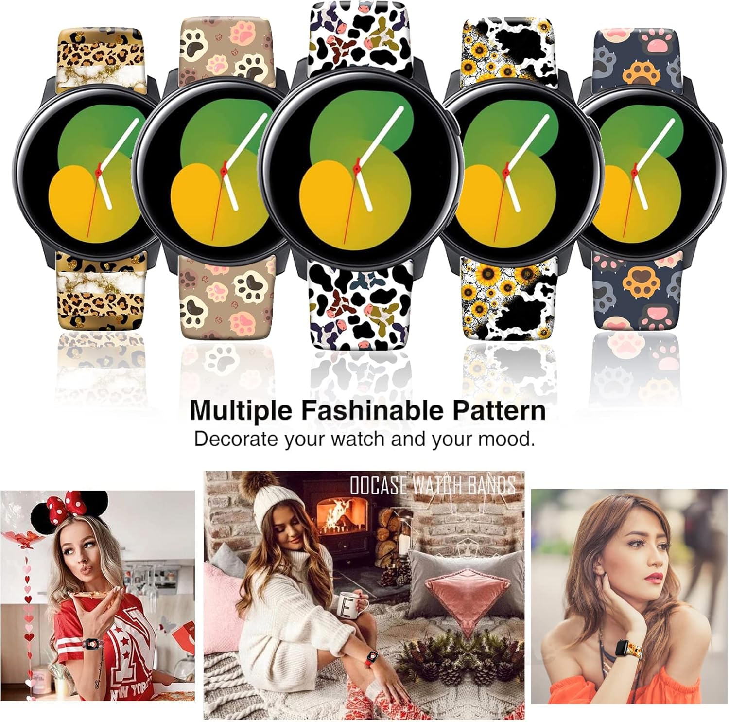 Correas de Navidad de 0.787 pulgadas compatibles con Samsung Galaxy Active 2 de 1.732 pulgadas, 1.575 pulgadas, Galaxy Watch 3 de 1.614