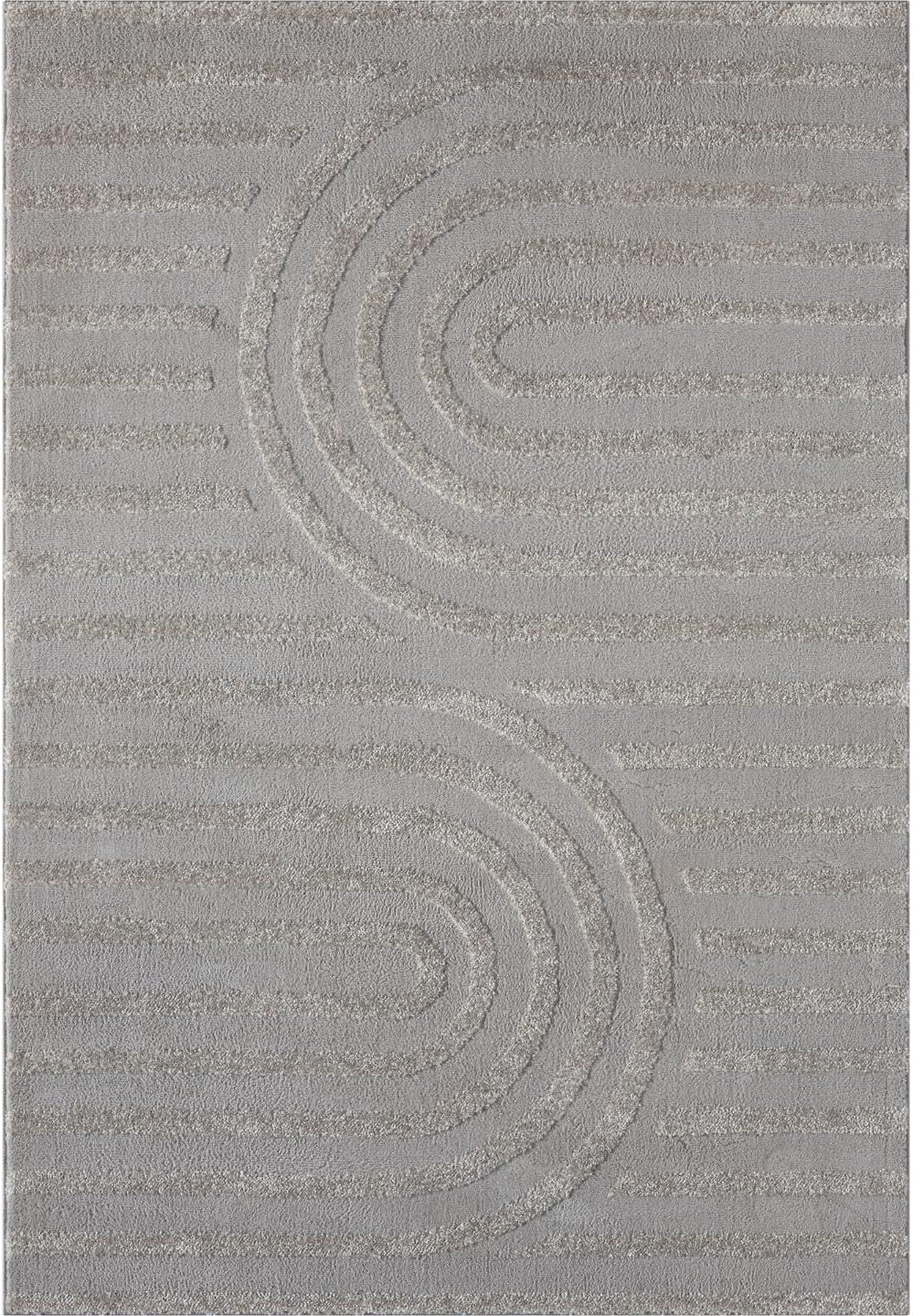 LUXE WEAVERS Alfombra geométrica moderna plateada 6×9, alfombra de textura alta y baja