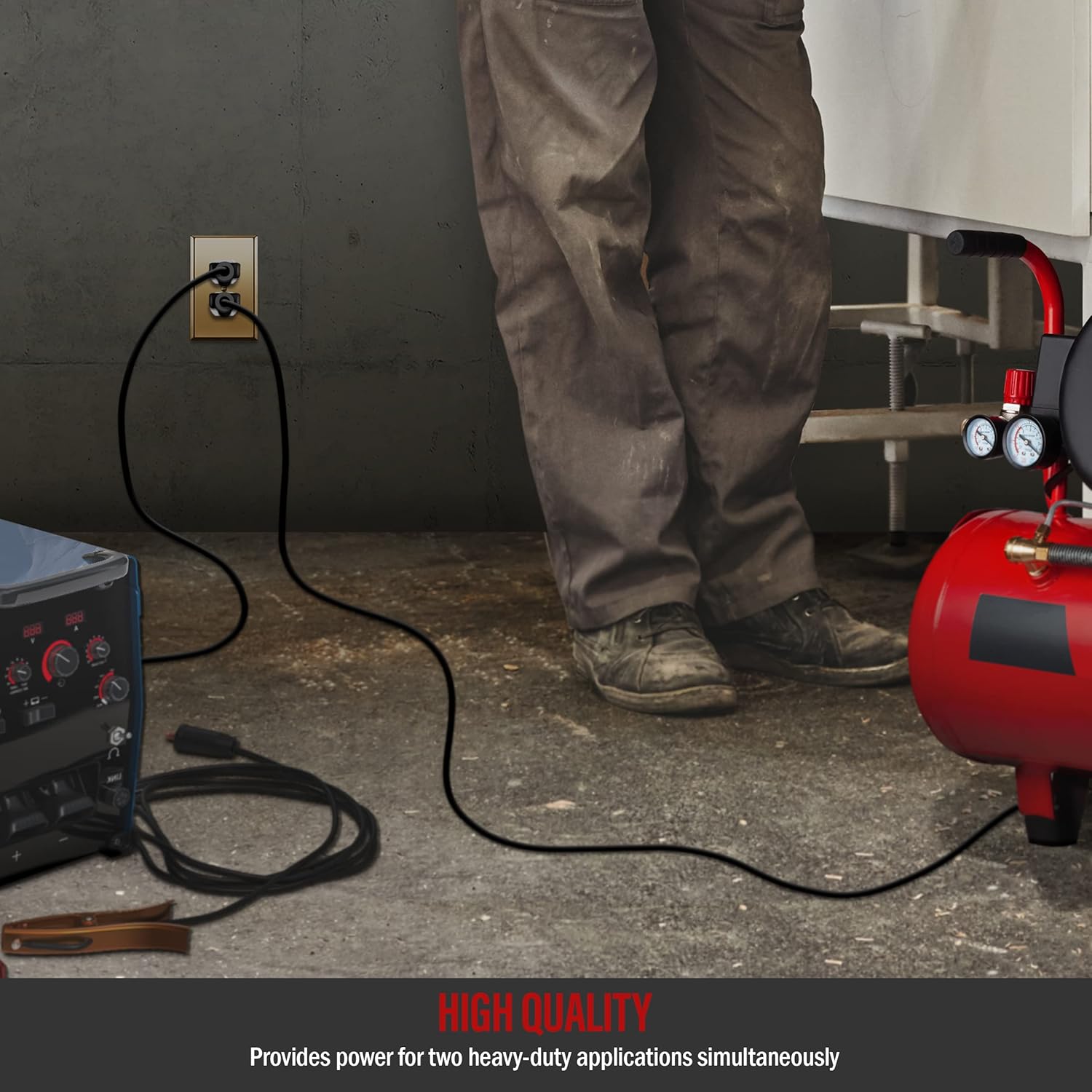 ENERLITES Receptáculo dúplex, toma de pared eléctrica de 20 amperios, grado industrial, 2 polos, 3 cables, 20 A 250 V, certificación UL, 62081-W,