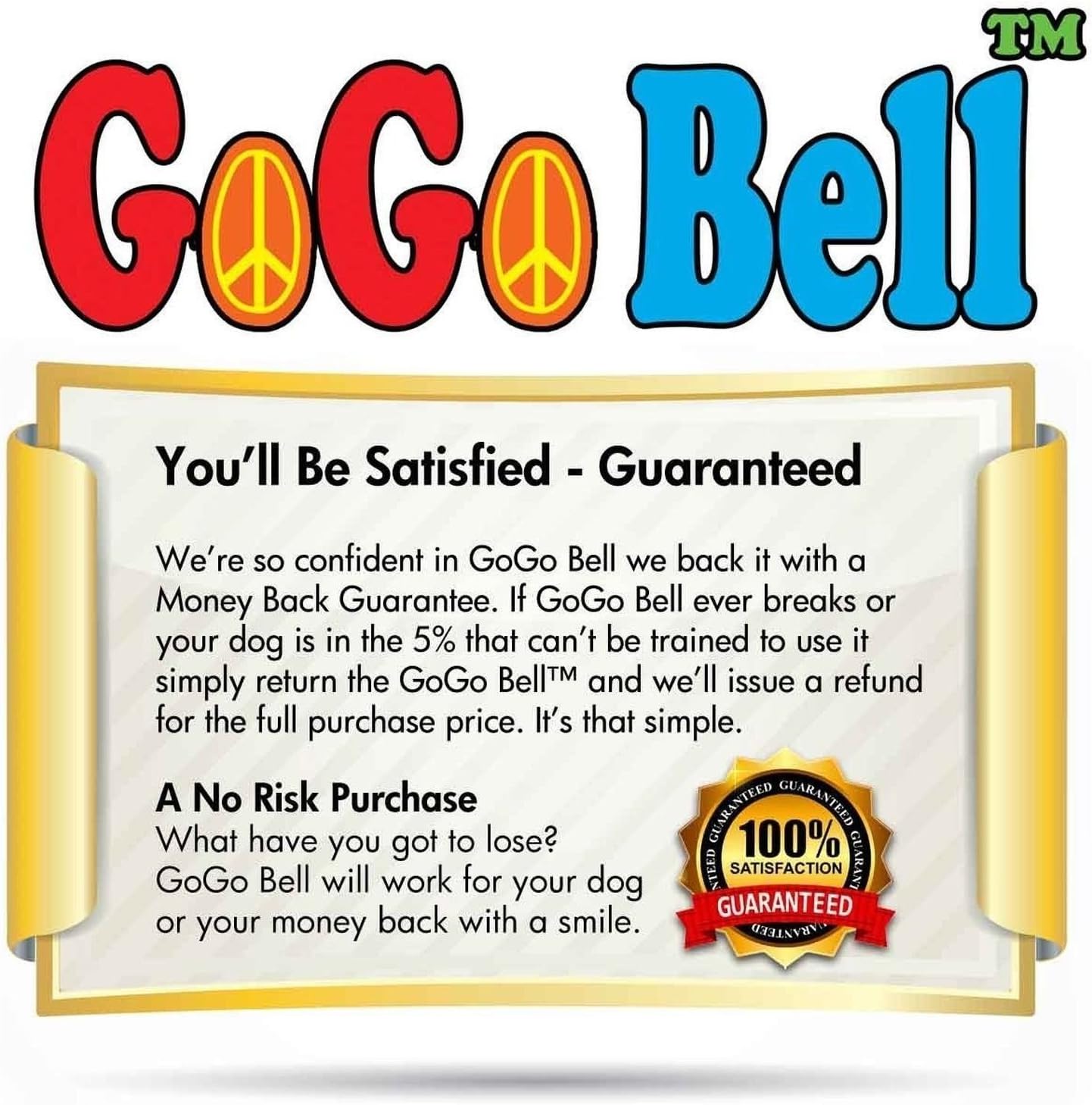 Campana de entrenamiento para perros GoGo Bell, timbre para perros, tu cachorro te avisa cuando necesita orinar, Blanco