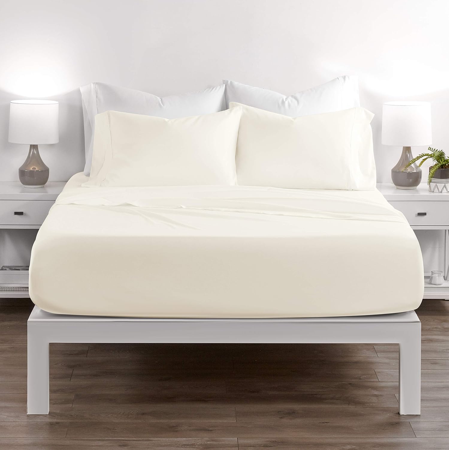 Sleep Restoration – Juego de sábanas de lujo con tratamiento de aloe vera puro, totalmente natural, ecológico e hipoalergénico, 4 piezas con aloe