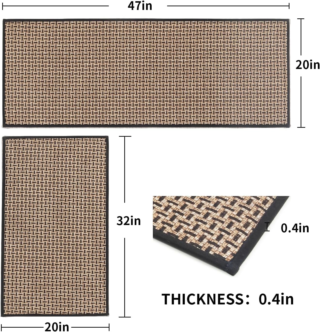 Alfombras y tapetes de cocina antideslizantes, lavables, juego de 2, alfombras absorbentes para cocina, 17 x 30 pulgadas, 17 x 47 pulgadas, tapetes