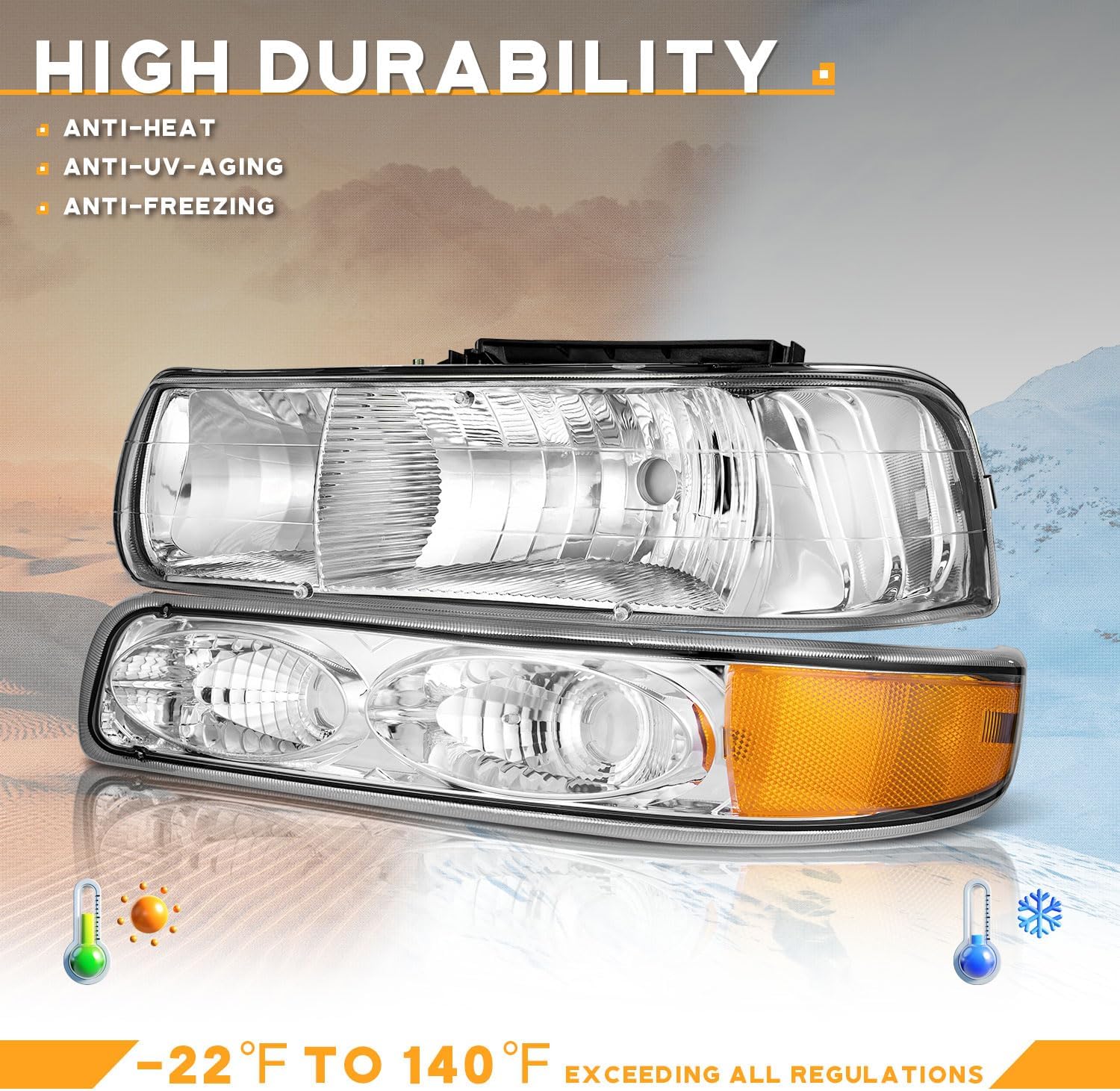 Conjunto de faros delanteros para Chevy Silverado 1500 2500 99-02 para Silverado 1500HD 2500HD 3500HD para 00-06 Tahoe Suburban 1500 2500 Faro +