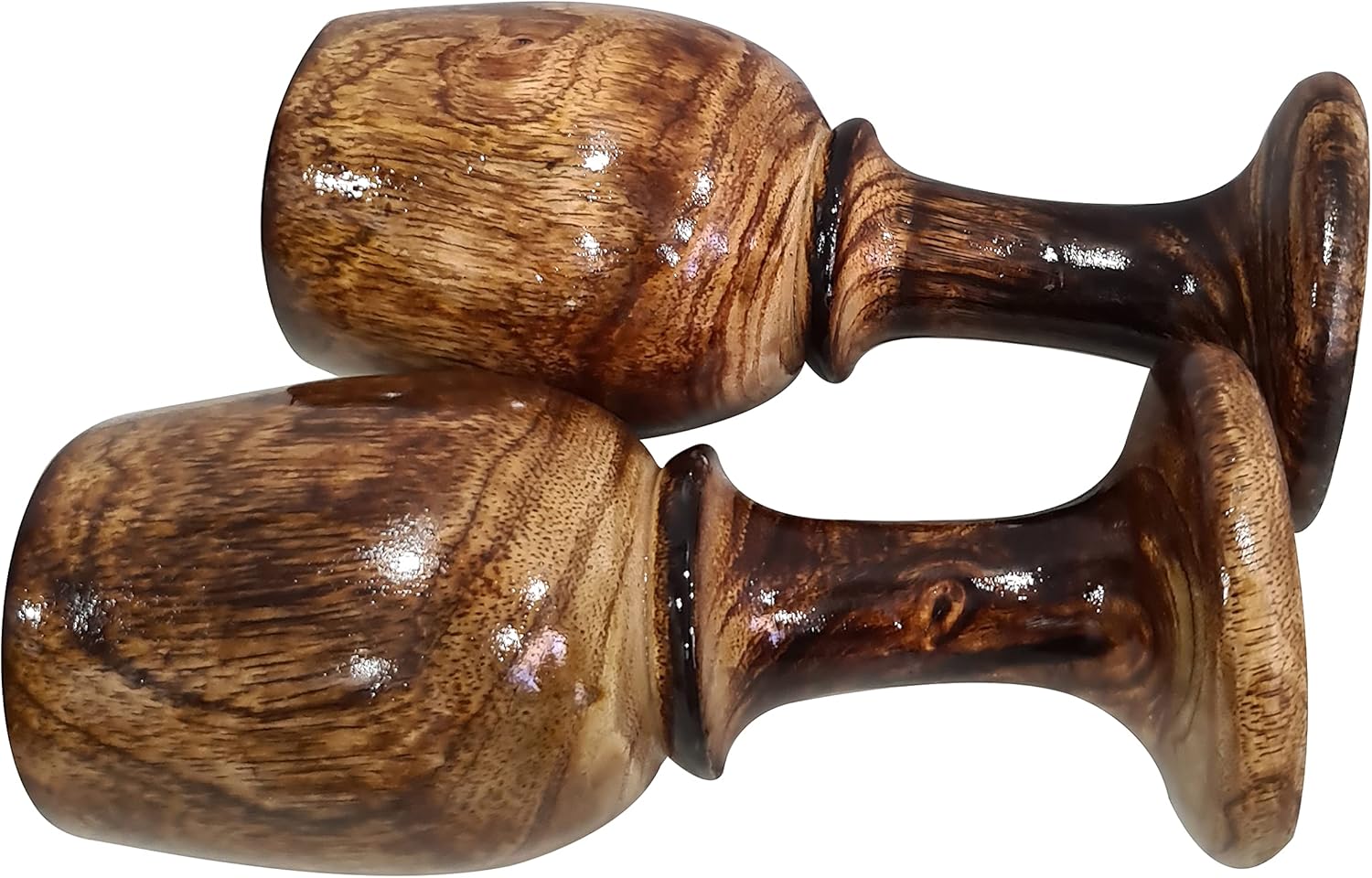 collectiblesBuy Juego de 2 copas de vino de madera rústica vintage, cáliz de madera, ecológica, para bar