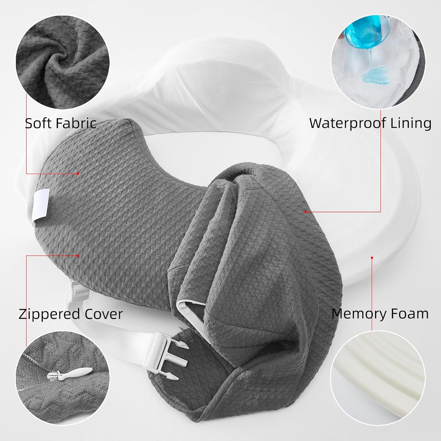 Almohada de lactancia – Deluxe Original para lactancia materna, alimentación con biberón, soporte ergonómico esencial para mamá y bebé – Correa
