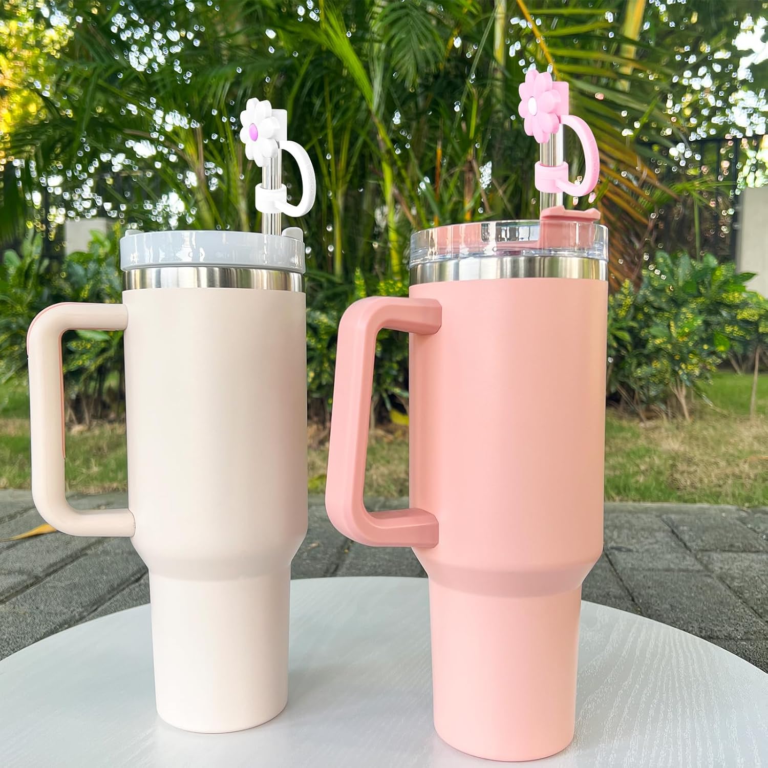 12 fundas de silicona para popotes compatibles con Stanley de 30 y 40 onzas, 0.394 in (2564 pulgadas), bonitas tapas de popote a prueba de polvo
