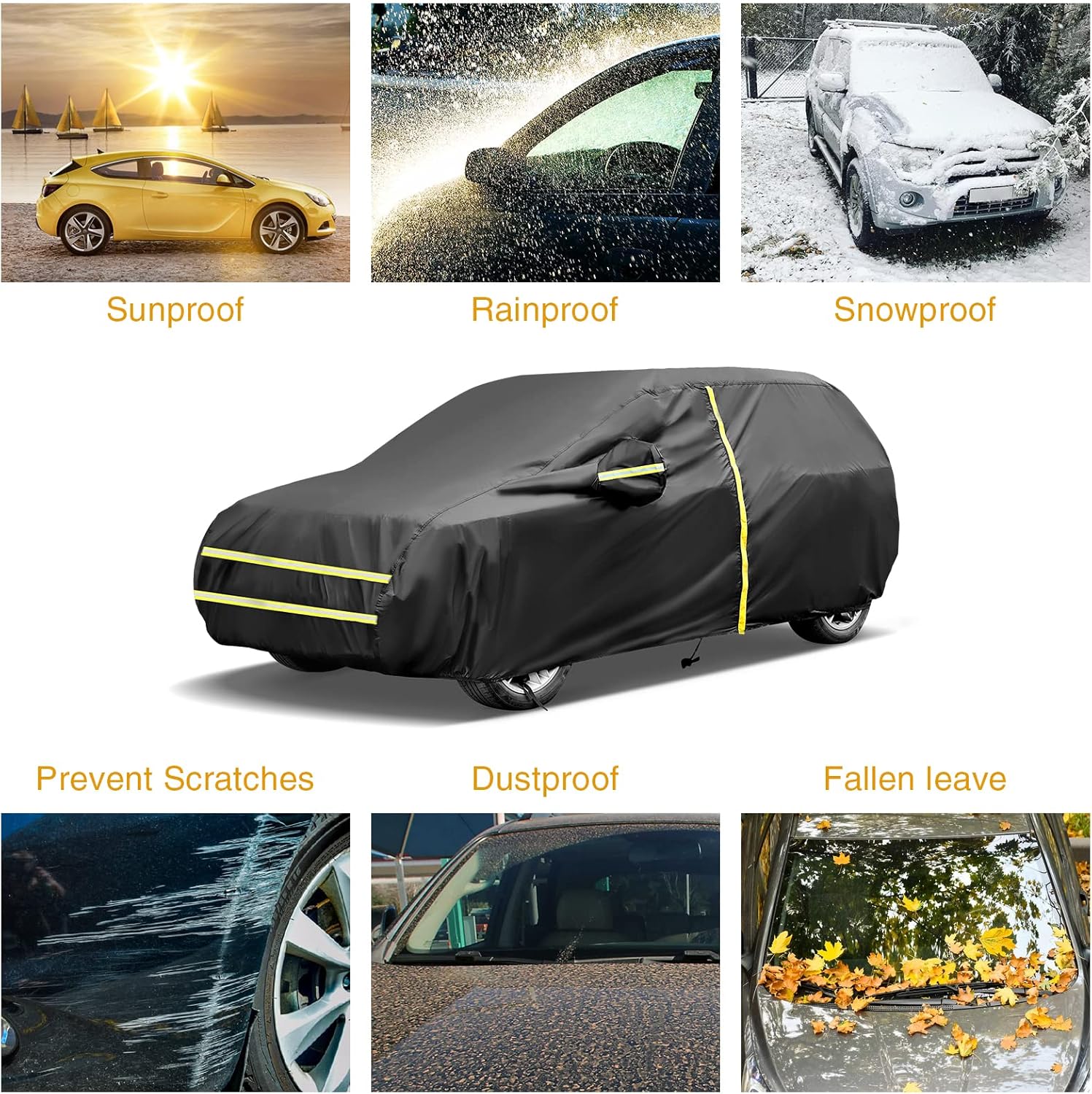 NEVERLAND Funda impermeable para automóvil SUV para todo tipo de clima con diseño de cremallera, protección UV, resistente al viento, a prueba de