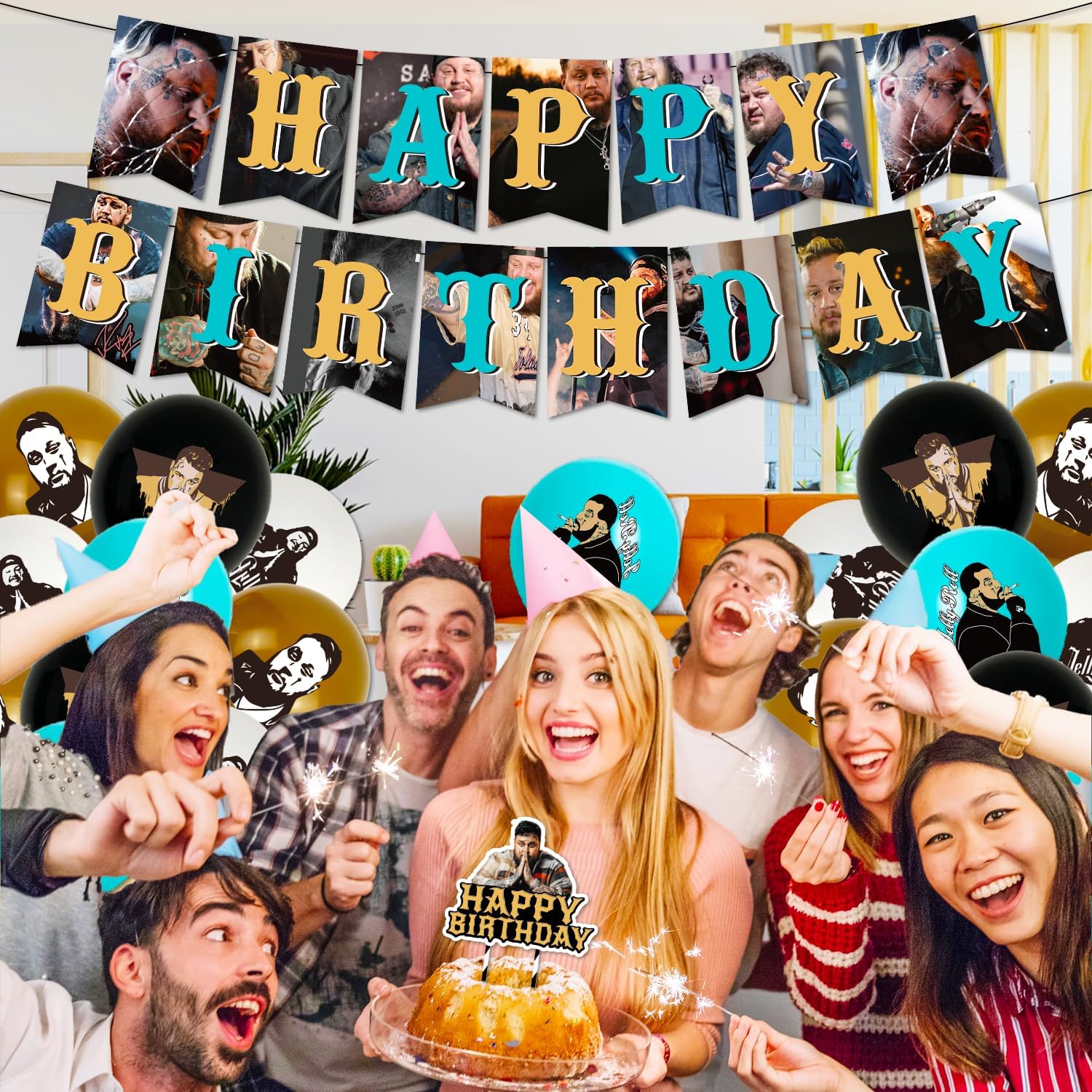 Jelly Great Roll Singer – Decoración de fiesta de cumpleaños, suministros de fiesta temática musical con pancarta, adornos para pasteles y globos de