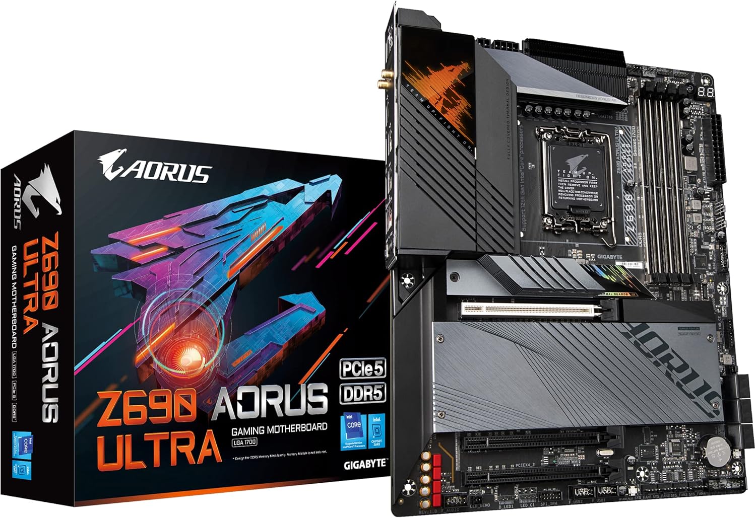 GIGABYTE Z690 Aorus Ultra (LGA 1700Intel Z690ATXDDR5Quad M.2PCIe 5.0USB 3.2 Gen2X2 Tipo CWiFi 62.5GbE LANplaca base para juegos)