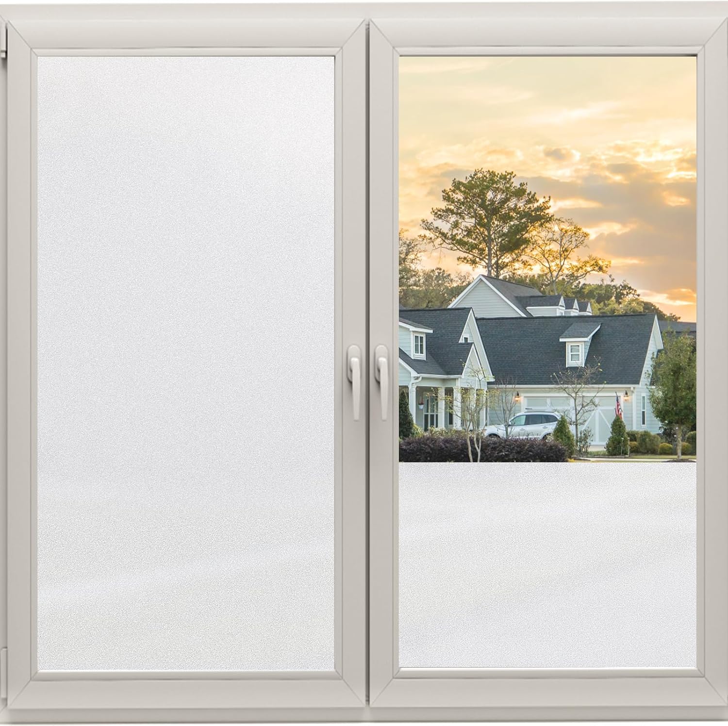 Coavas Película de privacidad para ventana, película de vidrio esmerilado, película para ventanas de baño, película de esmerilado de ventana de día