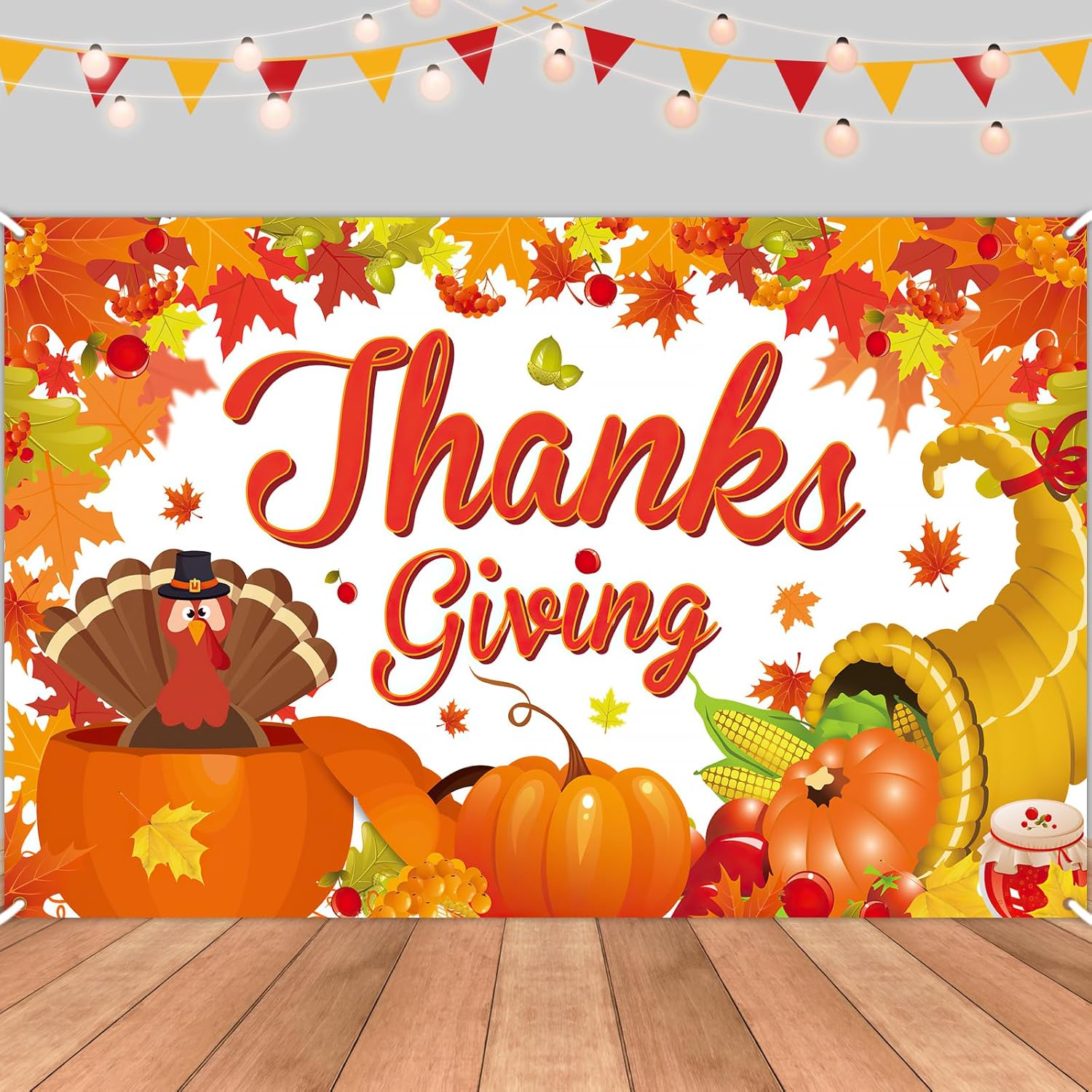 Cartel decorativo para el día de Acción de Gracias, extra grande, 72 x 44 pulgadas, pancarta de otoño para el día de Acción de Gracias, telón de