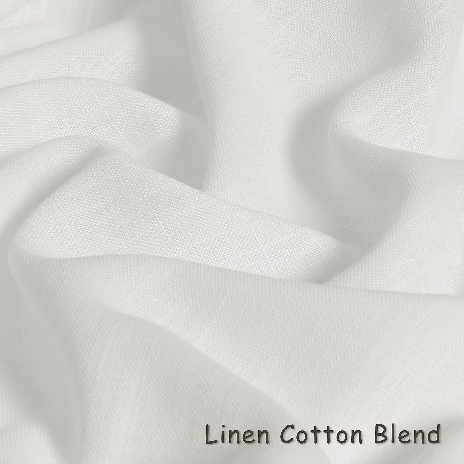 Cortinas de lino blanco roto de 84 pulgadas de largo, juego de 2 paneles de cortinas de lino semitransparentes con ojales para dormitorio, filtro de