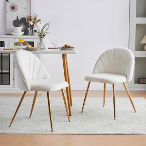 THEETHUNG Velvet Upholstery Dining Chair Set of 2 with Gold Metal Legs, Fabric Dinner Chair, Mid Century Modern Kitchen Chair Mid Back for Bedroom THEETHUNG Velvet Upholstery Dining Chair Set of 2 with Gold Metal Legs, Fabric Dinner Chair, Mid Century Modern Kitchen Chair Mid Back for Bedroom
