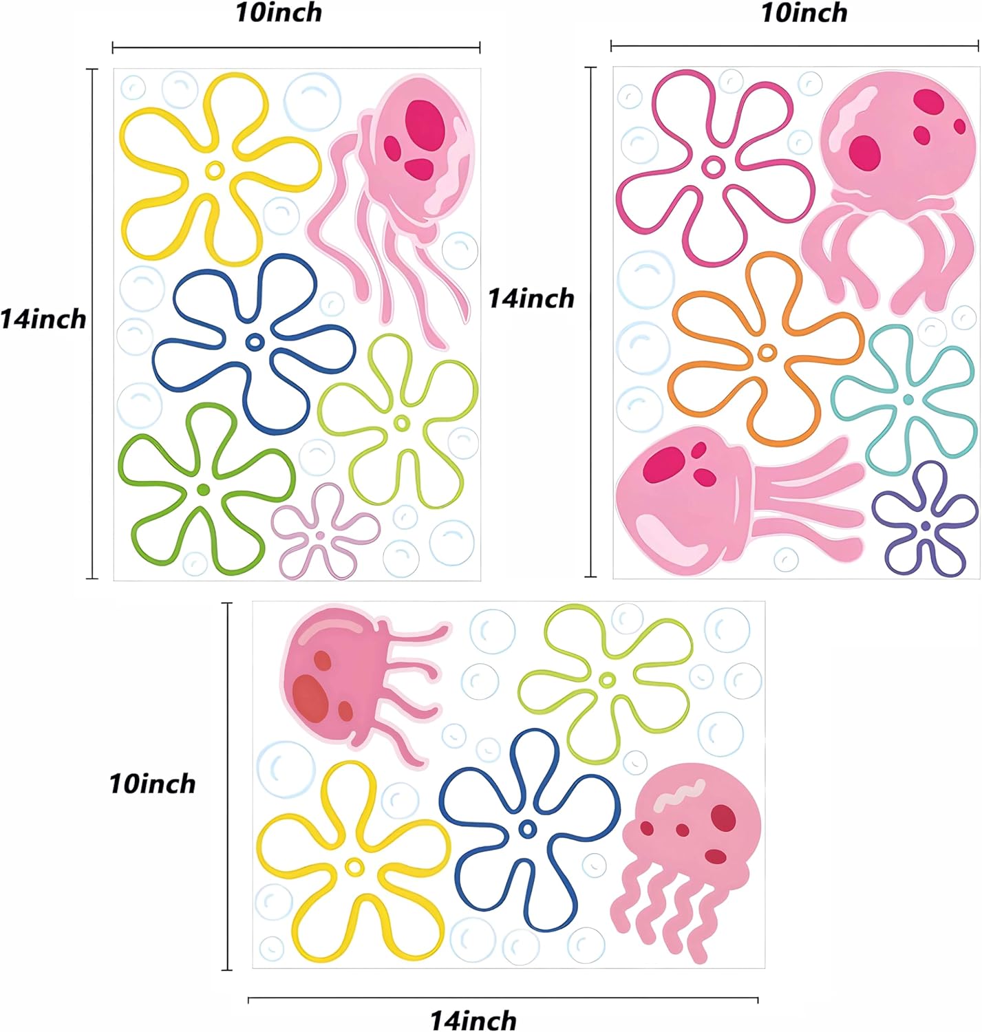 Calcomanías de pared de burbujas de medusas bajo el mar, océano, calcomanías de pared transparentes extraíbles para despegar y pegar, decoración de