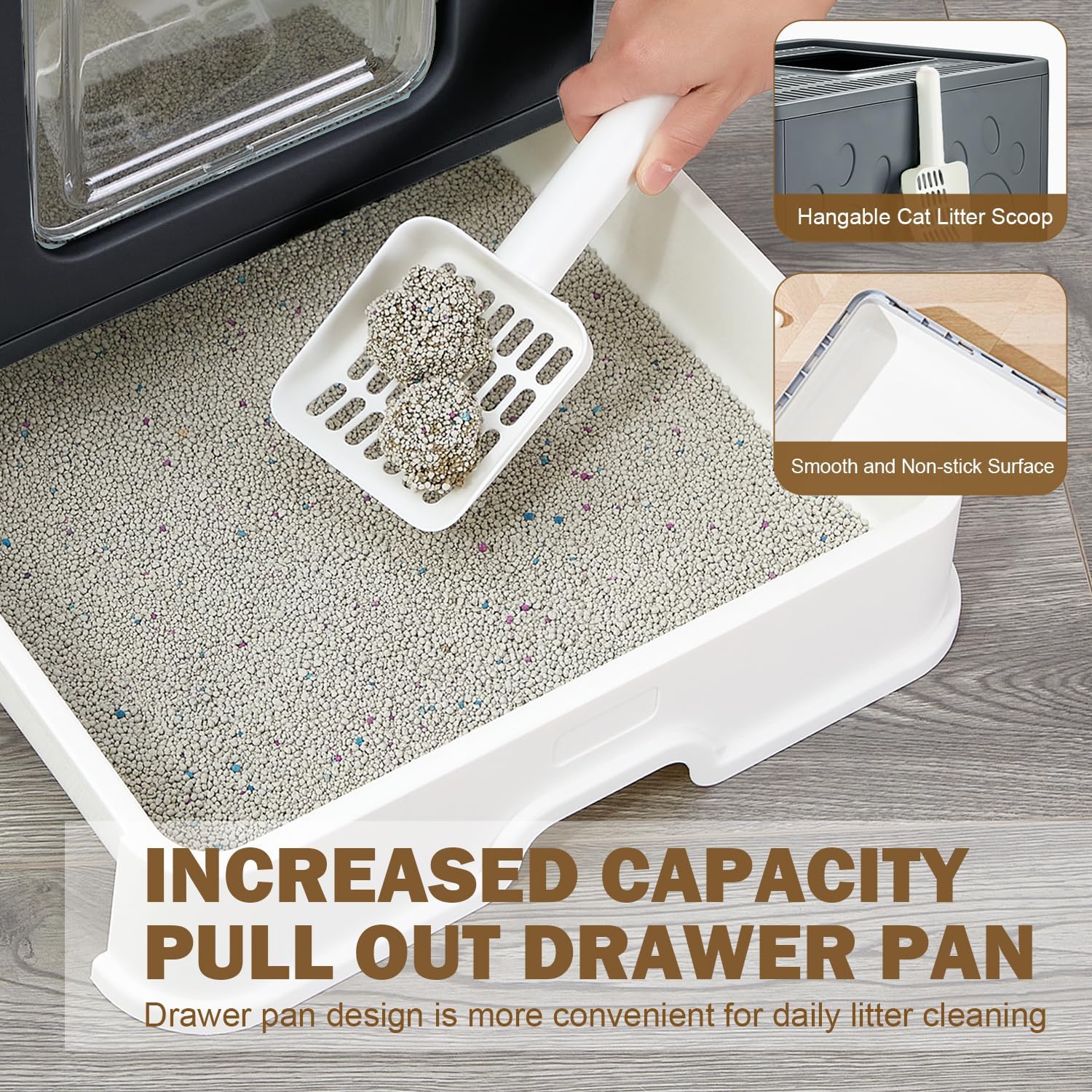Caja de arena extra grande para gatos, caja de arena plegable cubierta para gatos grandes con tapa para gatos medianos y grandes, inodoro de pared