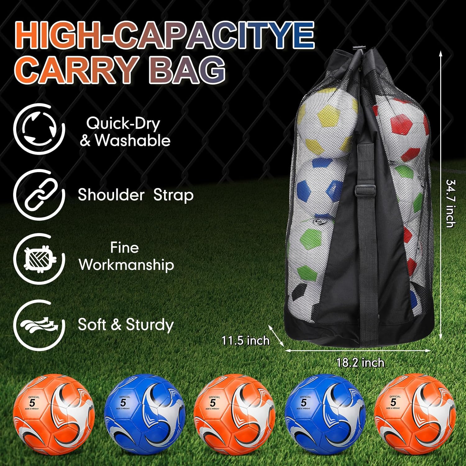 Libima 13 Pcs Soccer Ball Bulk Operation 10 Pcs Official Size Soccer with Carry Bag and 2 Pump Soccer Training Sport Gift for Child Adults