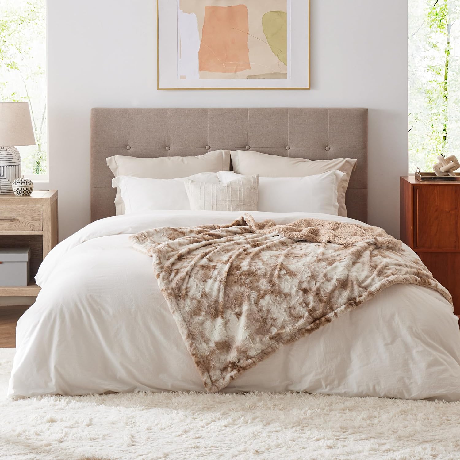 Bedsure Manta mullida tamaño individual, color gris pardo, sherpa suave y cómoda, felpa y pelo sintético, manta reversible individual para sofá,