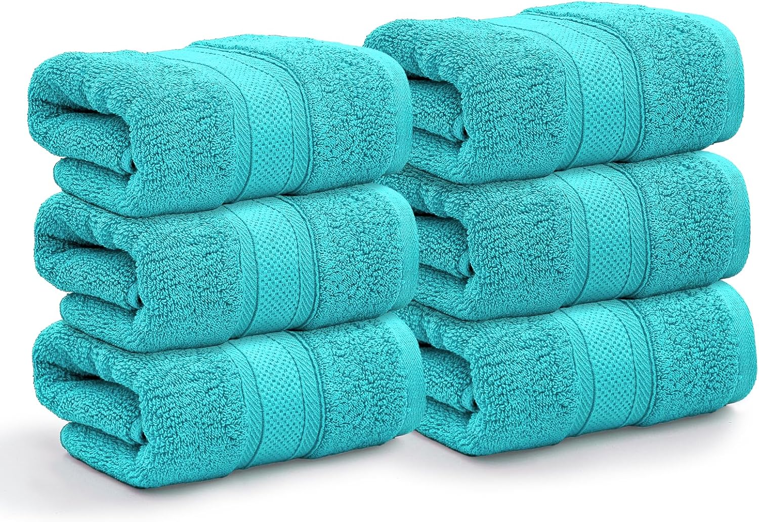 Magshion Juego de 6 toallas de mano de algodón suave para baño, color turquesa