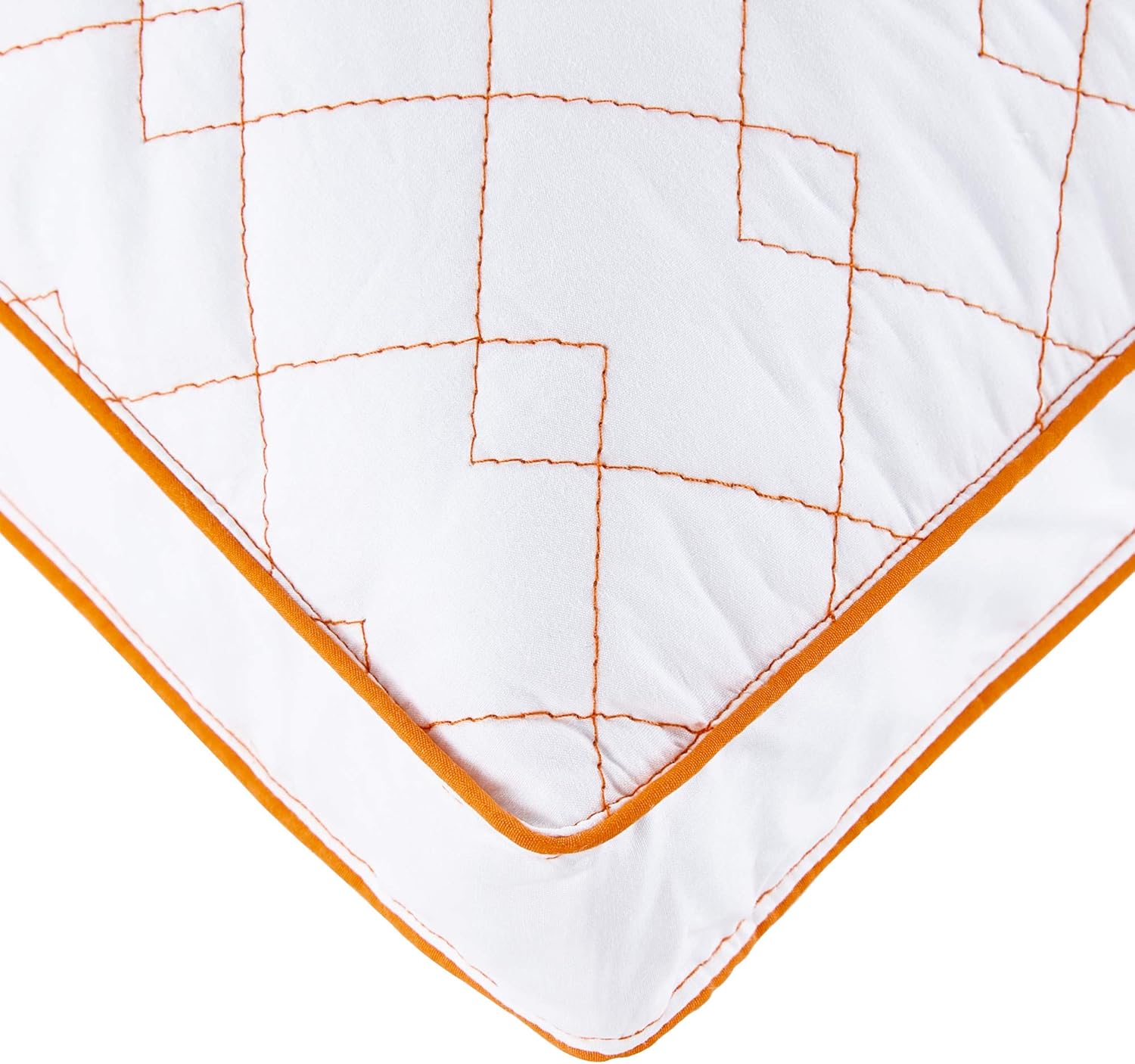 Juego de 2 almohadas de plumón de ganso para dormir con funda de algodón 100% premium, Algodón, Anaranjado, King