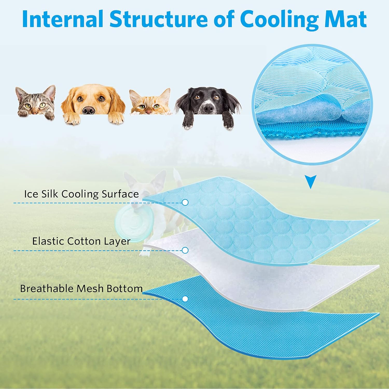 Tapete refrescante para perros, gatos, tapete de cama reutilizable para mascotas, tapete de seda de hielo lavable, tapete de refrigeración para