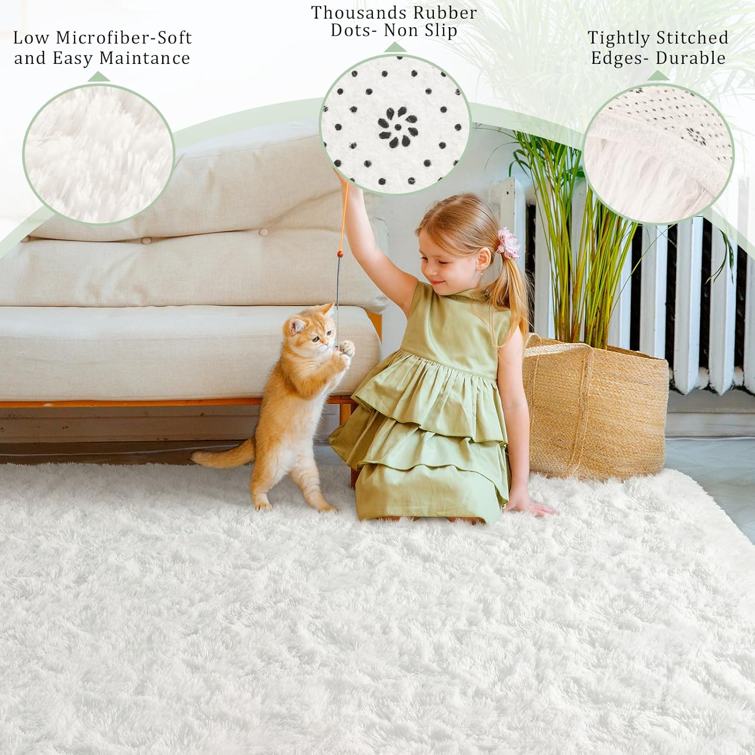 Homore – Alfombra mullida de lujo para áreas modernas, para dormitorio, sala de estar, alfombra súper suave y cómoda, lindas alfombras para niños,