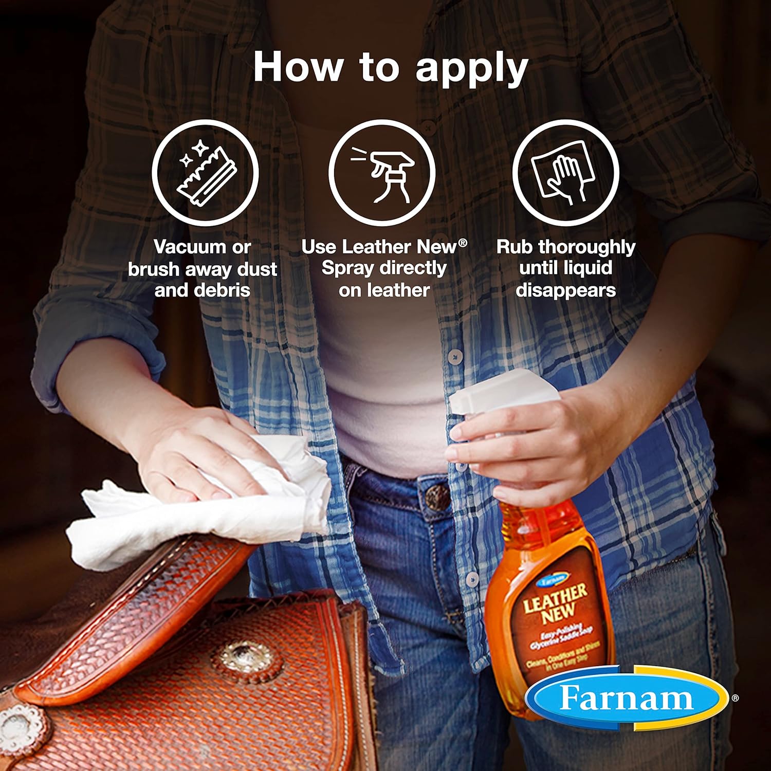 Farnam Leather New Easy Pulishing – Jabón de glicerina y limpiador de sillín de cuero, protege y conserva el cuero, limpia, acondiciona y pule, 32