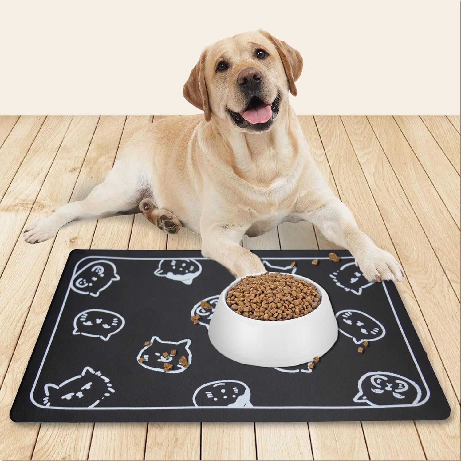 YCT Tapete de comida para perros y gatos, antideslizante, súper absorbente, 18.1 x 11.8 pulgadas, marrón