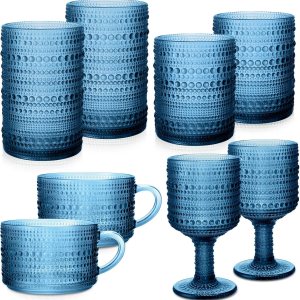 Zhehao Juego de 8 vasos de cristal vintage con cuentas, juego de copas de cóctel a la antigua, copas de vino Júpiter en relieve, vasos altos para Zhehao Juego de 8 vasos de cristal vintage con cuentas, juego de copas de cóctel a la antigua, copas de vino Júpiter en relieve, vasos altos para
