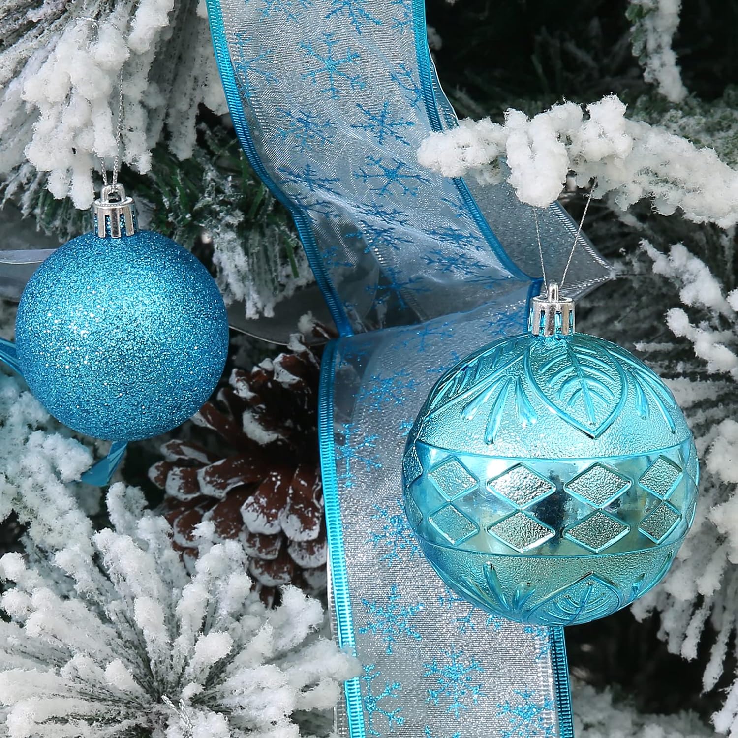 20 adornos de bola de Navidad color azul bebé, irrompibles, decoraciones de árbol de Navidad para fiestas de Navidad, hogar, oficina, decoración de