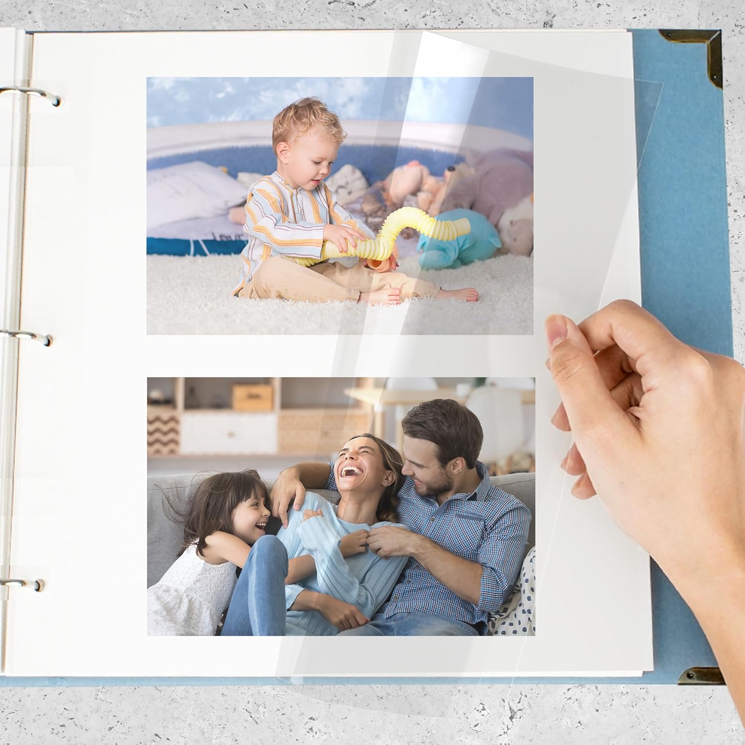 Vienrose Recambio de página para álbum de fotos para carpeta de 3 anillas, páginas autoadhesivas, páginas de álbumes de fotos para tarjetas de fotos