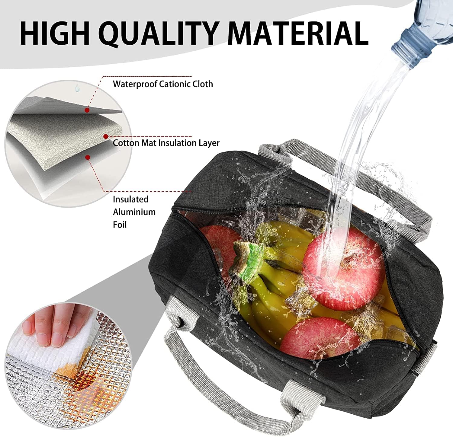 Bolsa de almuerzo multicolor portátil con película de aluminio Bolsa térmica de picnic más fresco