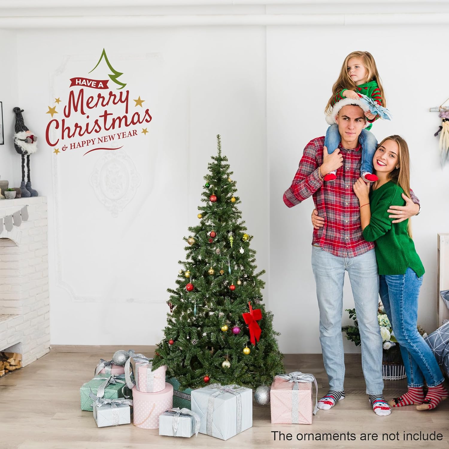 Árbol de Navidad artificial GOJOOASIS, con bisagras y soporte de metal, color verde