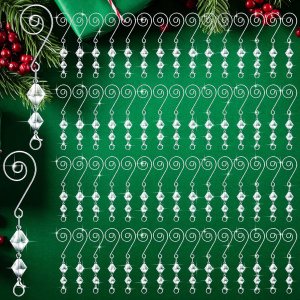 Bucherry 100 ganchos decorativos para adornos de árbol, ganchos decorativos de alambre acrílico transparente, gancho en S con garras de langosta Bucherry 100 ganchos decorativos para adornos de árbol, ganchos decorativos de alambre acrílico transparente, gancho en S con garras de langosta