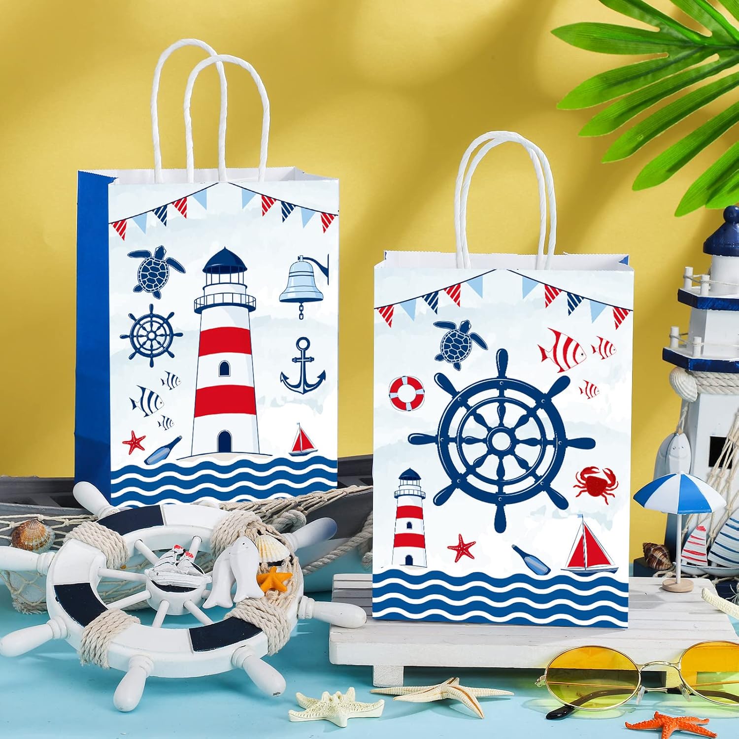 Patelai 24 bolsas de regalo náuticas, bolsas de regalo náutico, regalos de fiesta náutica, suministros de fiesta náutica, regalos de fiesta náutica,