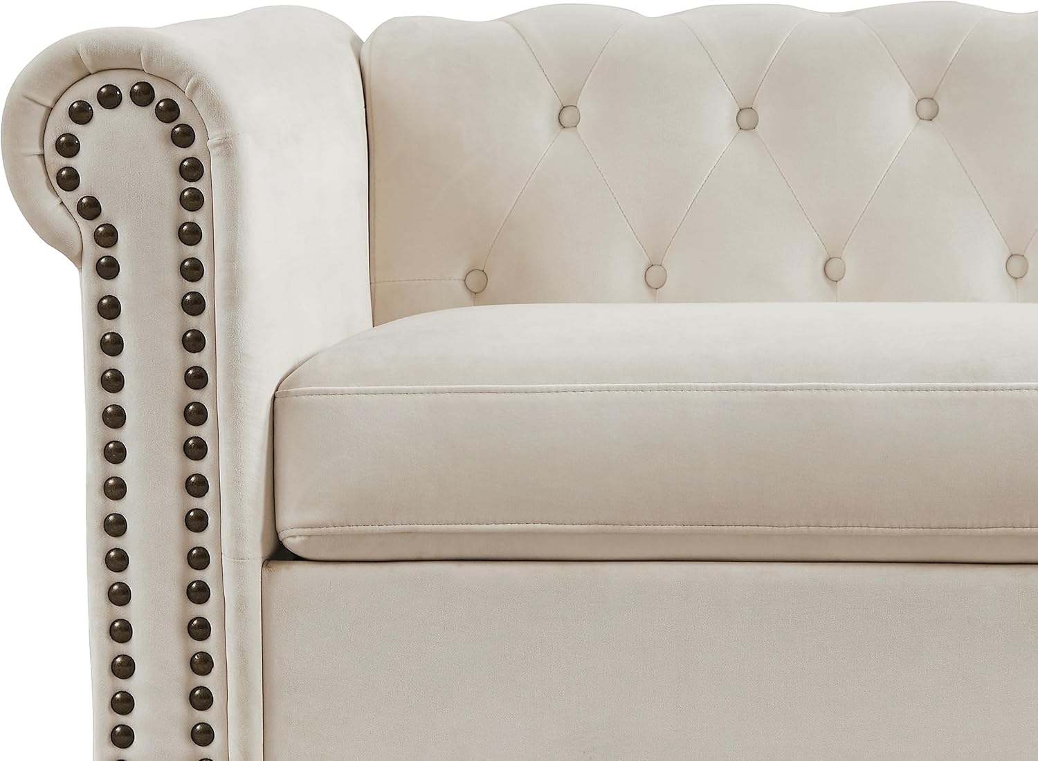 Chesterfield – Sofá moderno tapizado cómodo con asientos profundos, sofá de 3 plazas con 2 almohadas para sala de estar, apartamento, oficina, sala