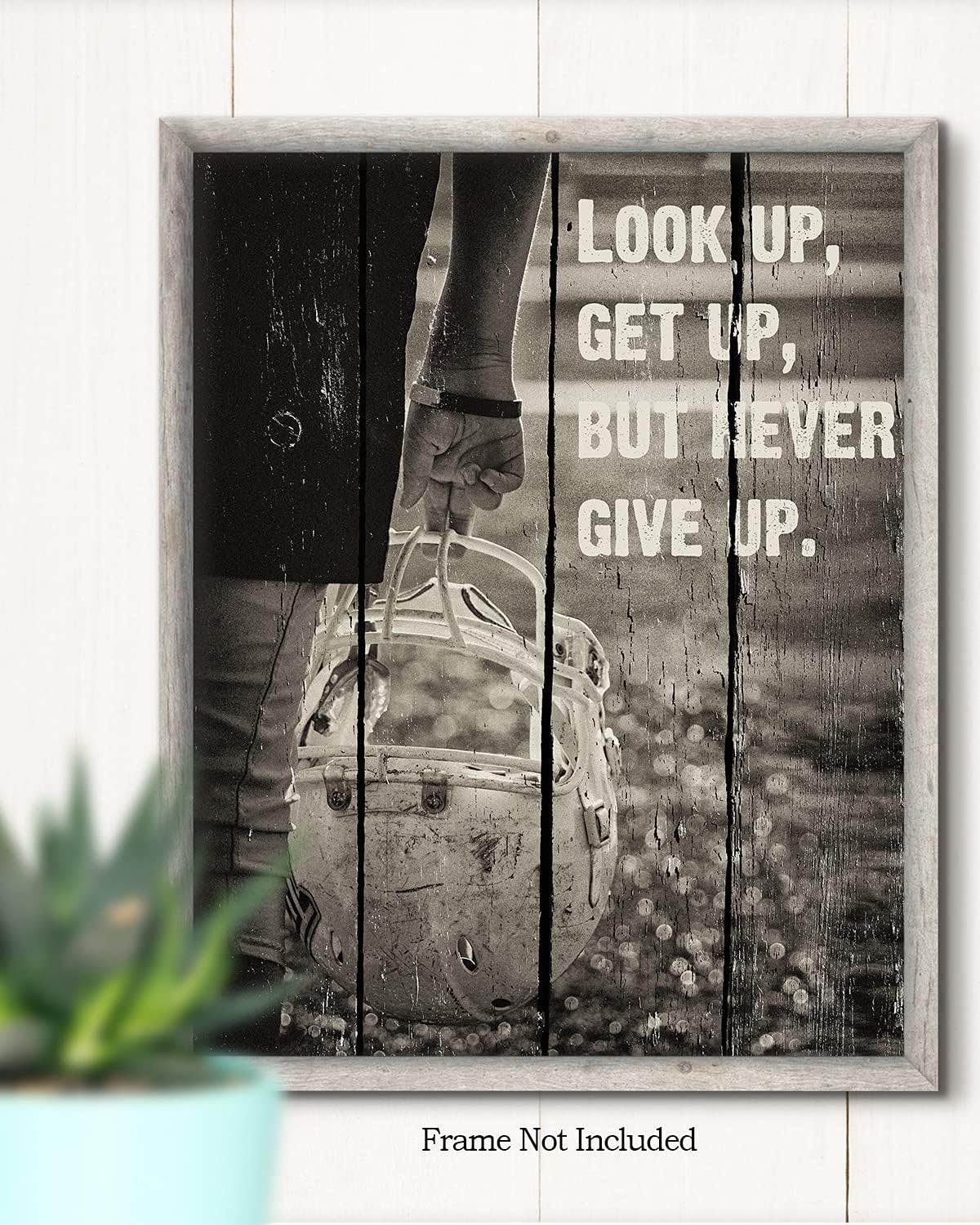 Look Up, Get Up, But Never Give Up – Impresión artística de pared de fútbol americano – ilustraciones sin marco impresas en papel fotográfico