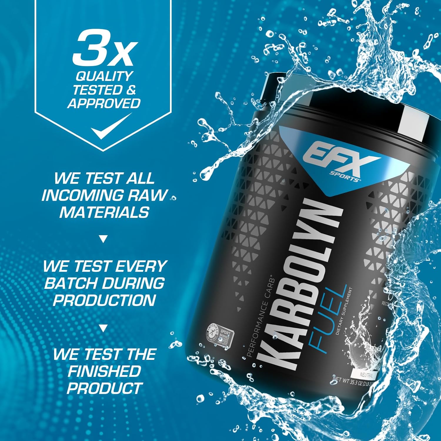 EFX Sports Karbolyn Fuel  Polvo de carbohidratos de absorción rápida  Carga de carbohidratos, energía sostenida, recuperación rápida  Sin