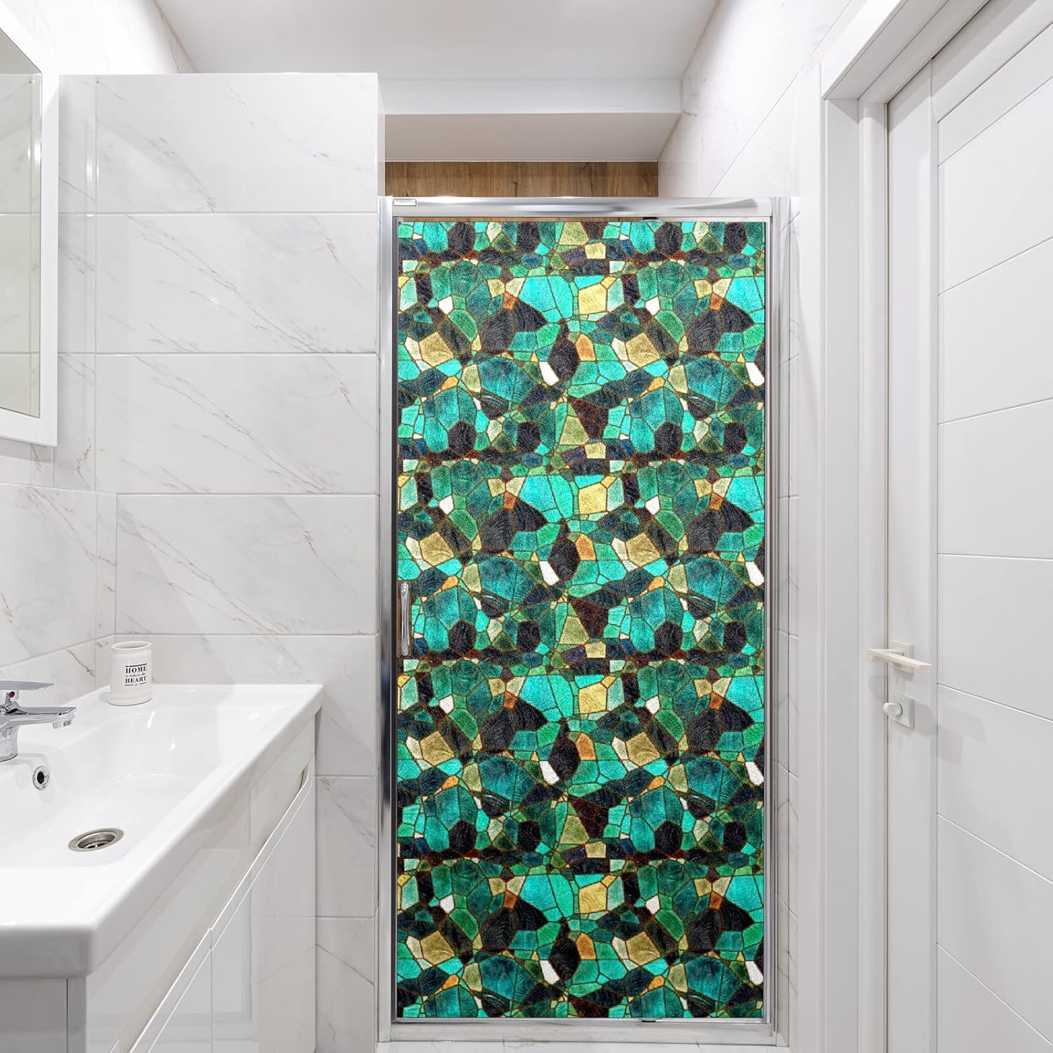 Película opaca de vidrio esmerilado de arco iris, película opaca para cortinas de cocina, película antideslumbrante, para la oficina en casa,