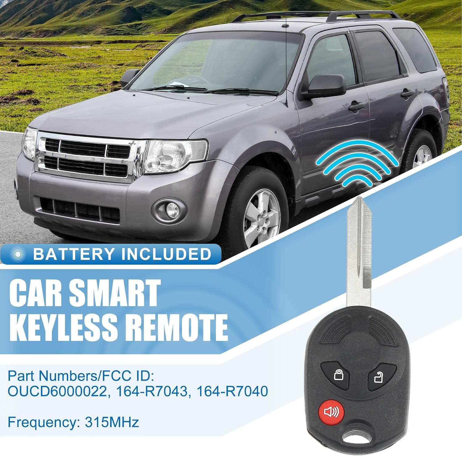 X AUTOHAUX 3 botones de entrada sin llave de coche control remoto llavero de proximidad inteligente OUCD6000022 para Ford Taurus X 2008-2009 315MHz