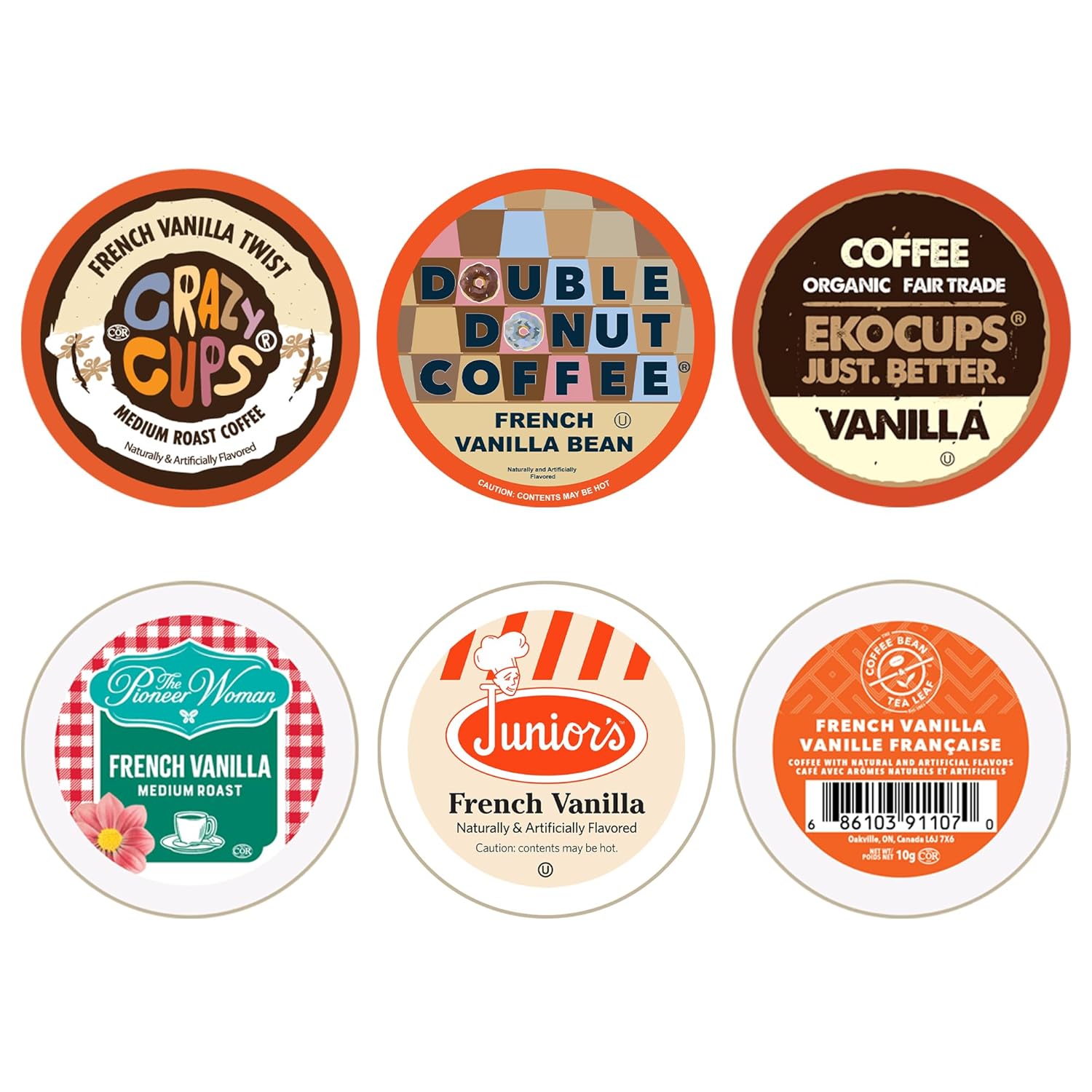 Perfect Samplers Paquete variado de cápsulas de café de vainilla francesa, café tostado medio para máquinas Keurig K Cup, muestra de cápsulas de