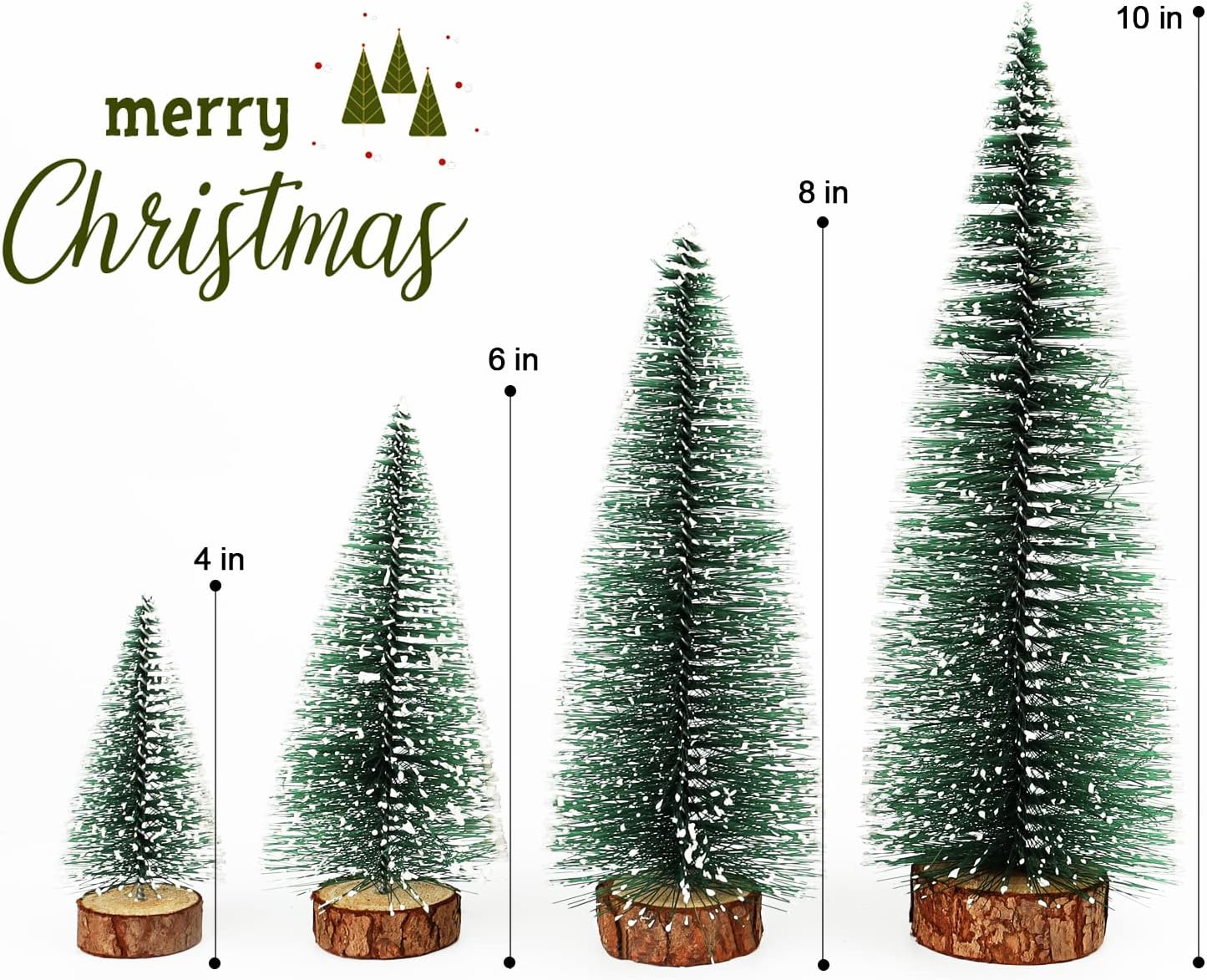 Cepillos para botellas, decoración de Navidad, pequeños árboles de Navidad para mesa, decoraciones de Navidad para interiores, mini árboles de sisal