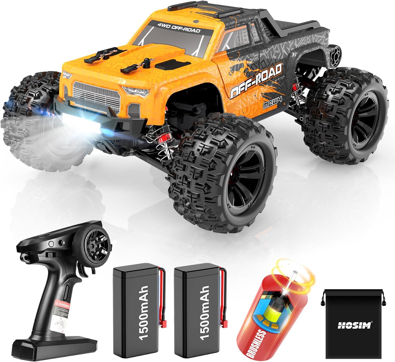 Hosim 116 RC Car 36+KMH, 116 Rc Monster Trucks para adultos 52+KMH de alta velocidad 4X4 todos los terrenos impermeable todoterreno grado afición