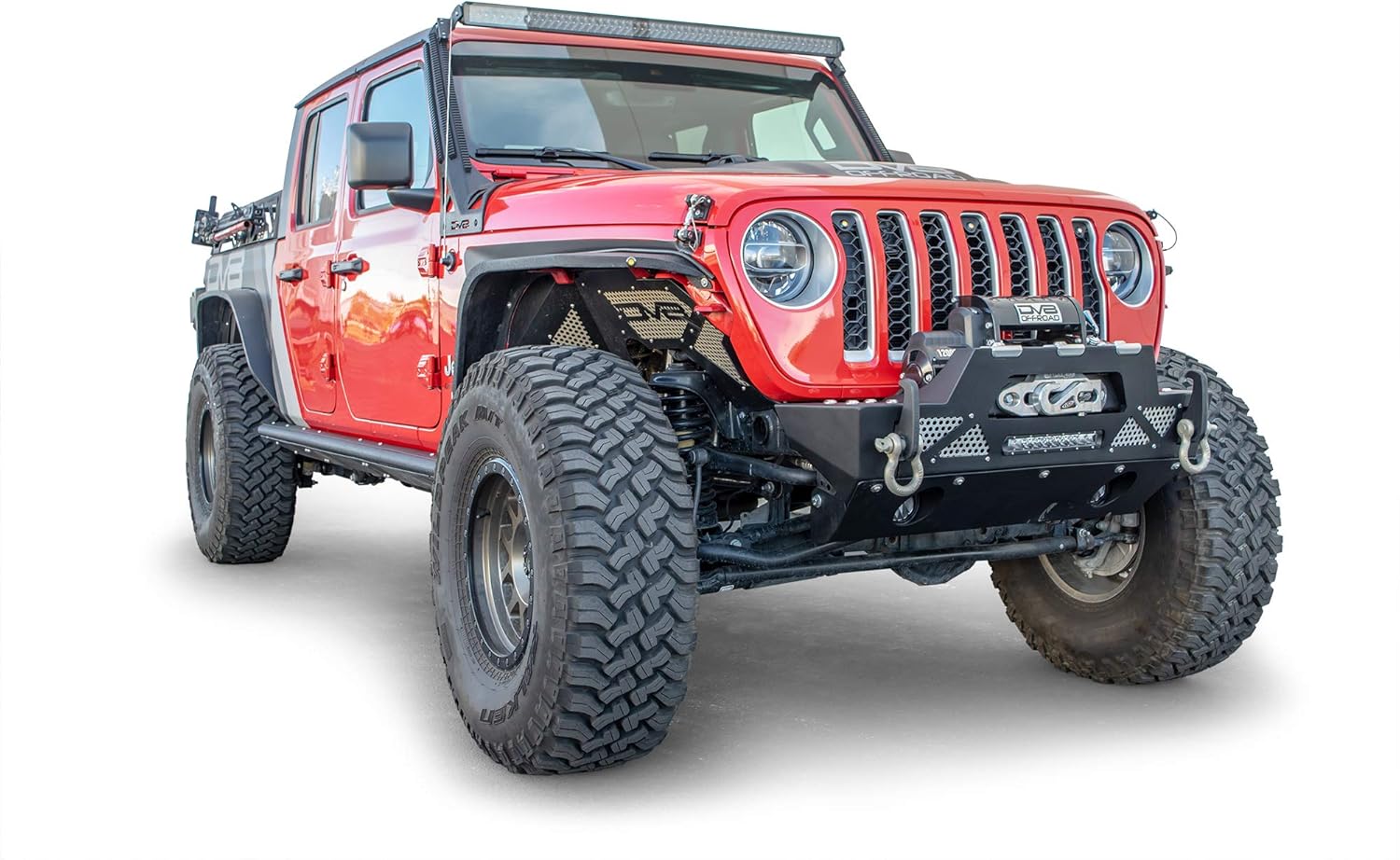 DV8 Offroad  FBJL-02  Parachoques delantero para Wrangler JL 18-22 y Gladiator JT 20-22  Perfil rechoncho  Capaz de cabrestante  Recortes