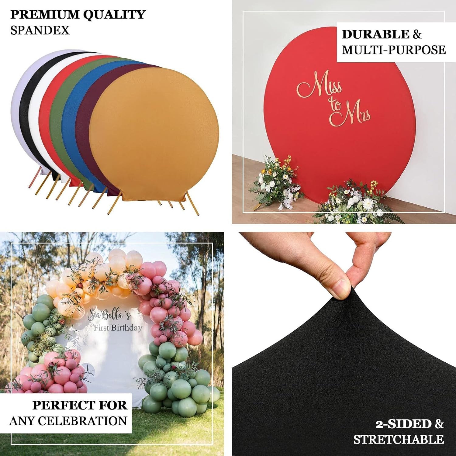 Efavormart – Cubierta de fondo redonda de elastano para arco de boda, 7.5 pies, color rosa polvoriento, mate, ajuste personalizado, cubierta de arco