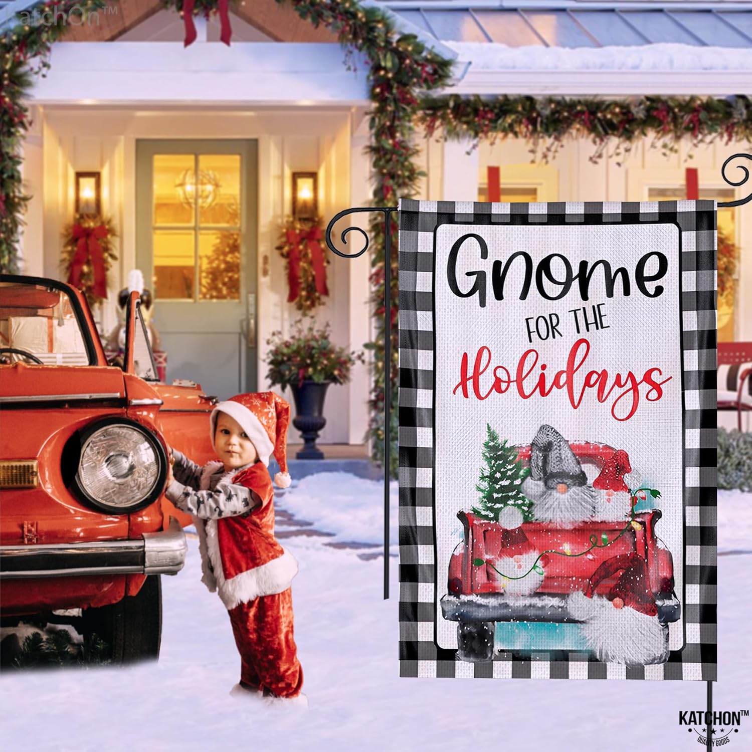 KatchOn, Gnome Christmas Garden Flags for Outside – 12×18 Inch, Double Sided  Christmas Yard Flag for Outside Christmas Decorations  Merry Christmas