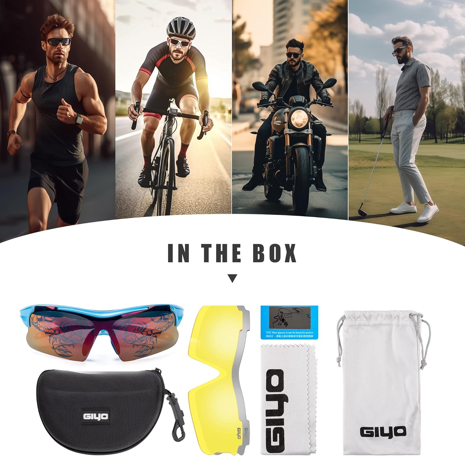 CXWXC Gafas de ciclismo para hombre, lentes de sol polarizadas para mujer con 3 lentes intercambiables – Gafas de sol deportivas con protección UV400