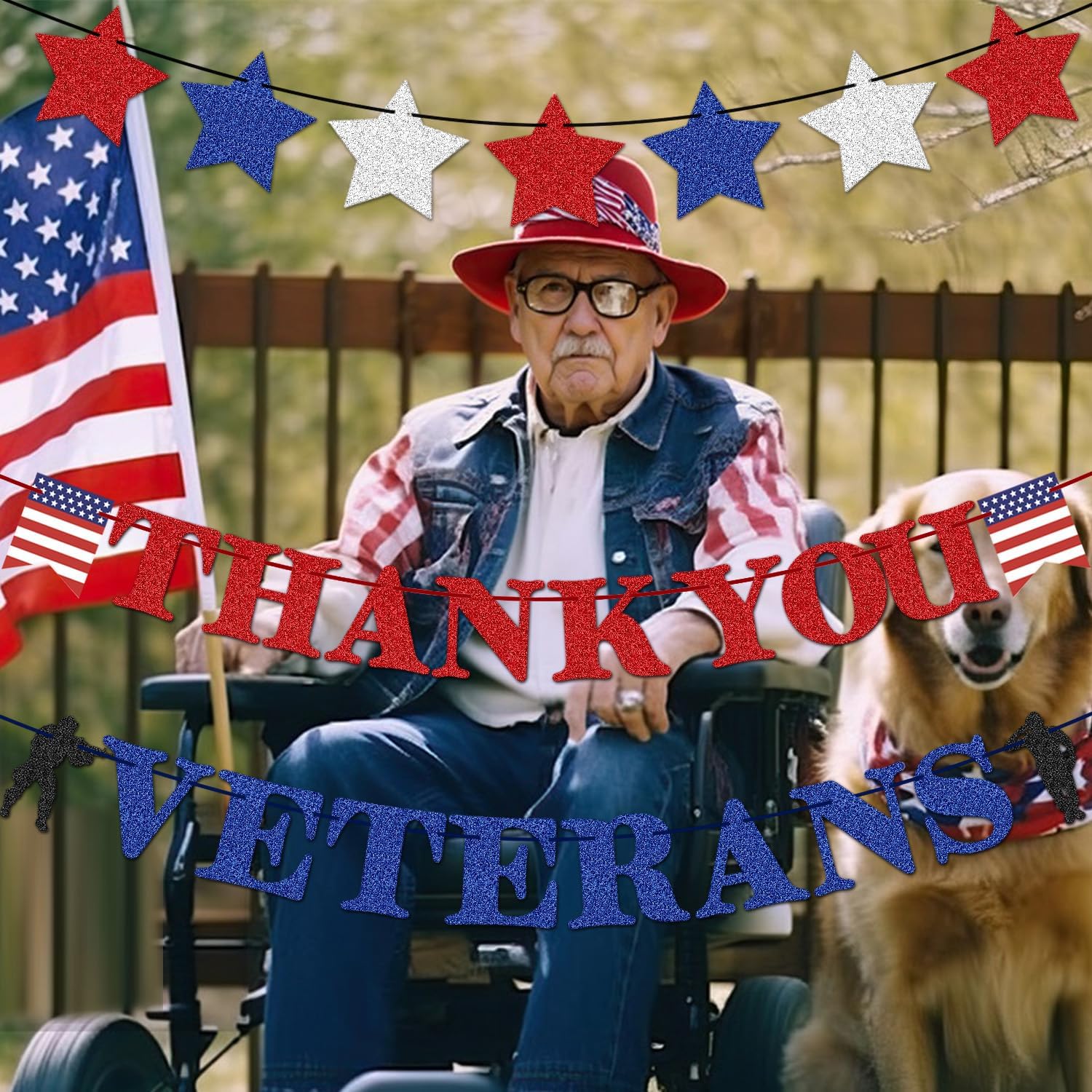 Decoraciones de fiesta del Día de los Veteranos, pancarta de agradecimiento a nuestros héroes, decoración con texto en inglés “We Are So Proud Of