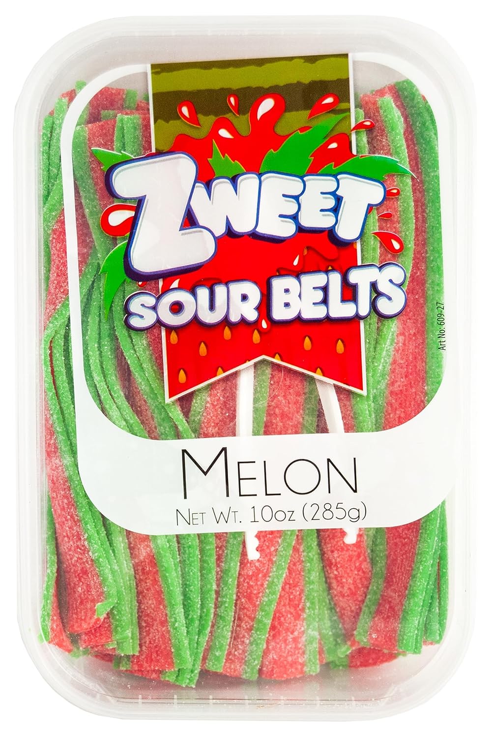 Zweet Cinturones de caramelo de melón agrio de 10 onzas  Caramelo Kosher agrio, cinturones de caramelo halal  Paquete resellable de cinturones de