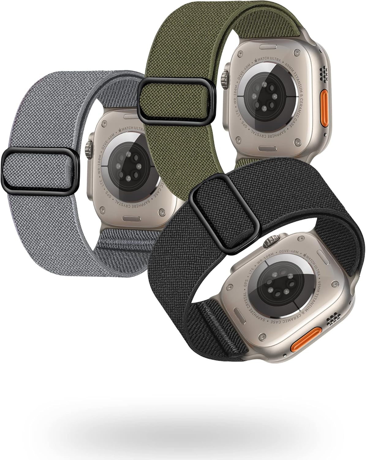 Paquete de 3 correas de nailon más anchas compatibles con Apple Watch Ultra de 1.92 pulgadas, Series 87 de 1.772 pulgadas, Series SE654 de 1.732